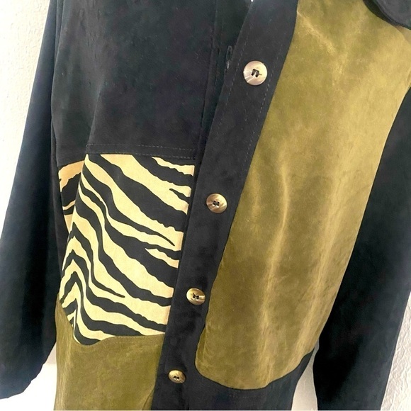 R&K Originals Black, Olive & Cream Animal Print Suit Jacket Size 18 - Picture 5 of 8